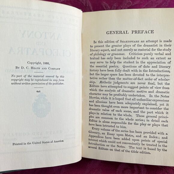 1926 Vintage Book: Antony and Cleopatra by William Shakespeare - Picture 4 of 12